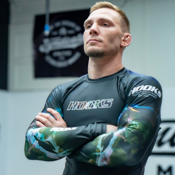 Hooks BJJ Long Sleeve Rashguard, Dark Lights Collection, Lightweight No-Gi Comfort