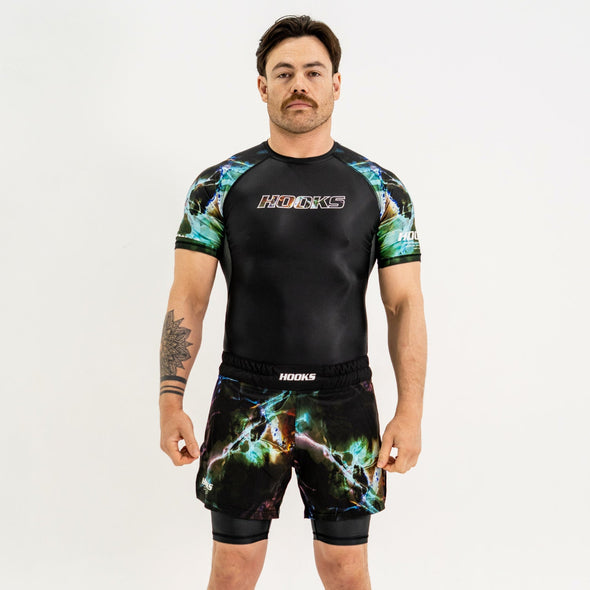 Hooks MMA Shorts, Dark Lights Series, Perfect for BJJ and No-Gi Combat