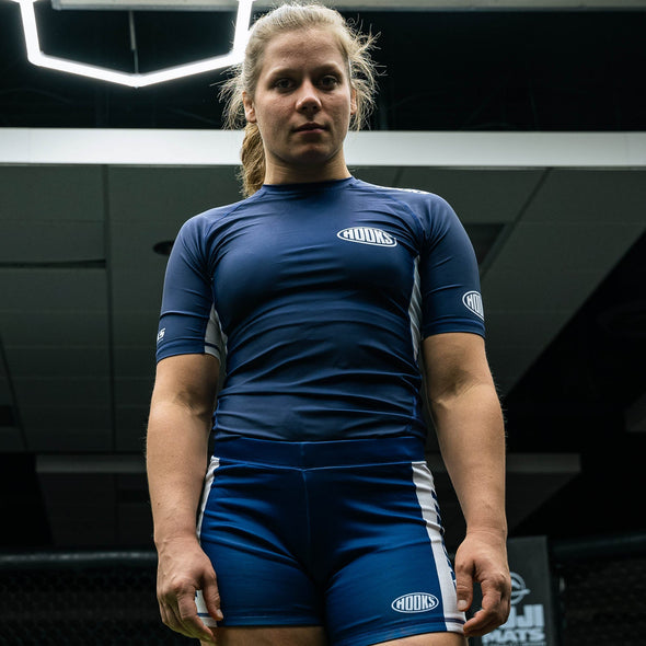 Hooks Short Sleeve BJJ Rashguard - Navy