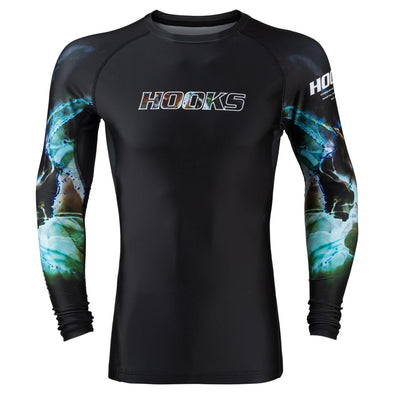 Brazilian Jiu Jitsu Lightweight No-Gi Long Sleeve Rashguard, Hooks Dark Lights Grappling Gear