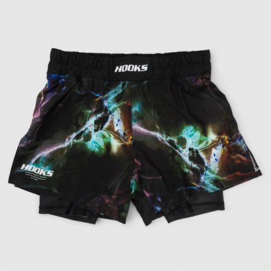 Hooks MMA Shorts - Dark Lights Fight Shorts for BJJ Brazilian Jiu Jitsu No-Gi