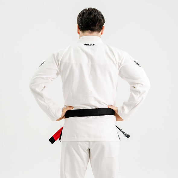 2024 IBJJF Legal, Hooks GI Prolight II, White with Black, Ultra-Soft Cotton