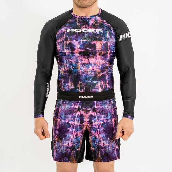 Grunge Brazilian Jiu Jitsu No Gi Rash Guard, Long Sleeve by Hooks