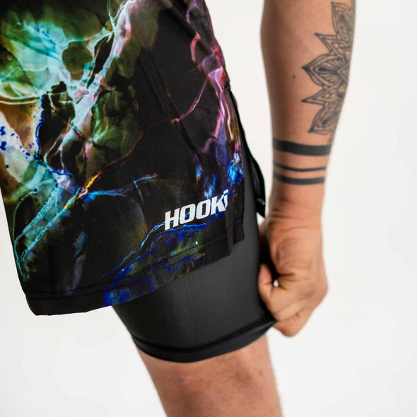 BJJ No-Gi Fight Shorts, Hooks MMA Dark Lights Series, High-Performance Design