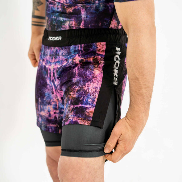 Grunge Fight Shorts by Hooks, Designed for MMA and Brazilian Jiu Jitsu No Gi