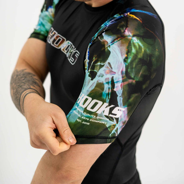 Hooks Short Sleeve Rash Guard, Dark Lights Series for Brazilian Jiu Jitsu No Gi