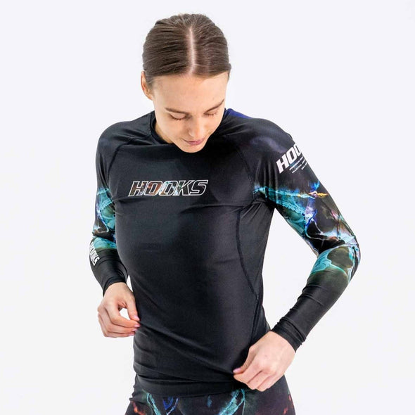 Lightweight No-Gi BJJ Rashguard, Hooks Dark Lights Brazilian Jiu Jitsu Training