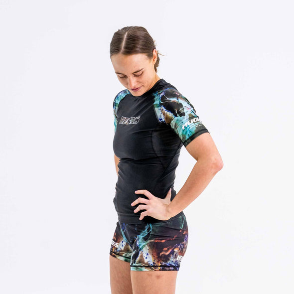 Hooks Women's Flex Shorts, Dark Lights BJJ Collection for No-Gi Training