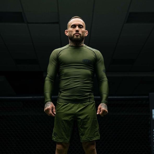 Hooks Long Sleeve BJJ Rashguard - Olive