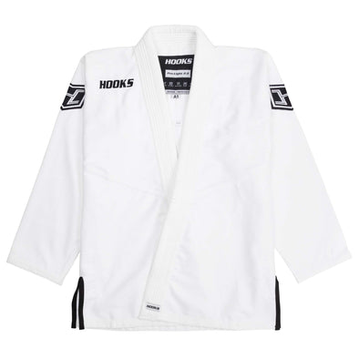 Hooks BJJ GI - Kids Prolight II - White with Black includes White Belt