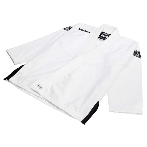 Hooks BJJ GI - Kids Prolight II - White with Black includes White Belt