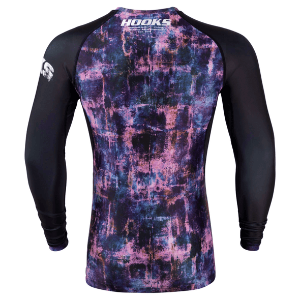 Hooks BJJ Rash Guard, Long Sleeve Grunge, Perfect for No Gi Training