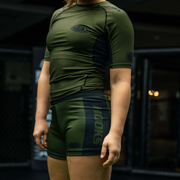 Hooks Short Sleeve BJJ Rashguard - Olive