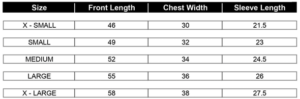 No Gi Grappling Kureiji Kids Rashguard, Brazilian Jiu Jitsu, Size Chart