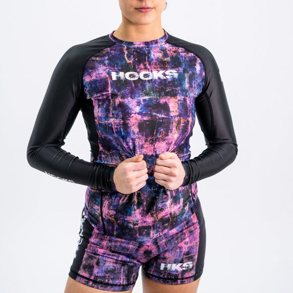 Long Sleeve BJJ Rash Guard, Hooks Grunge Series for No Gi Training