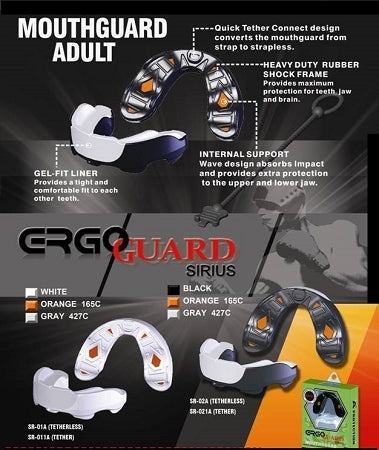 Morgan - Sirius 3 Layer Gel Mouth Guard - Black, Orange & Grey