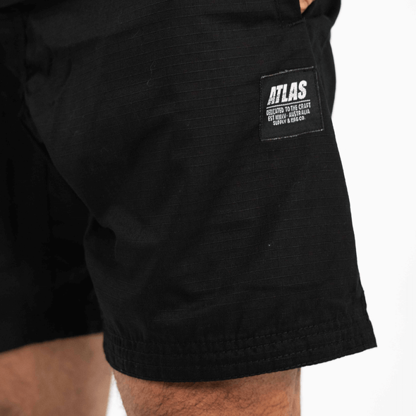 Atlas Brand Black Ripstop Gi Shorts Brazilian Jiu Jitsu Clothing