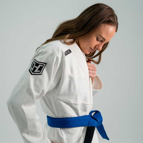 Prolight II Hooks GI, White with Black, Ultra-Soft Cotton BJJ Kimono